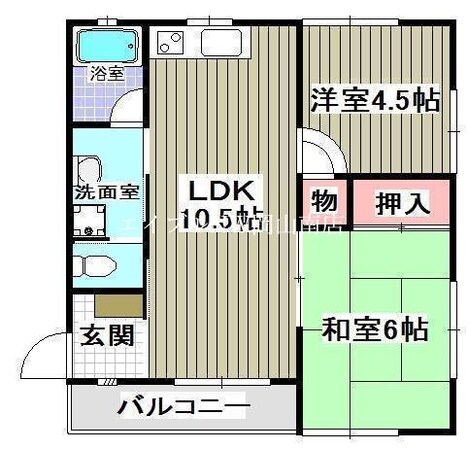 岡山駅 バス30分  洲崎下車：停歩1分 2階の物件間取画像